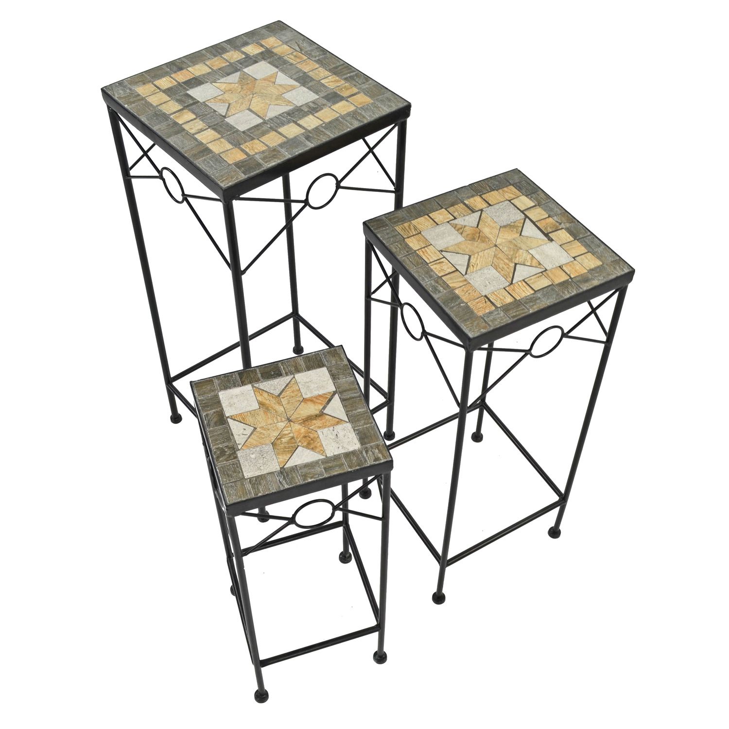 Set Of 3 Tall Square Plant Stands – Brava – Europa Leisure (uk) Regarding Square Plant Stands (View 14 of 15)