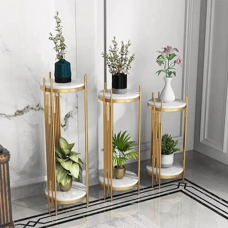 Set Of Three Marble Top Planter Stand – Shopps India Home Decor Regarding Set Of Three Plant Stands (View 13 of 15)