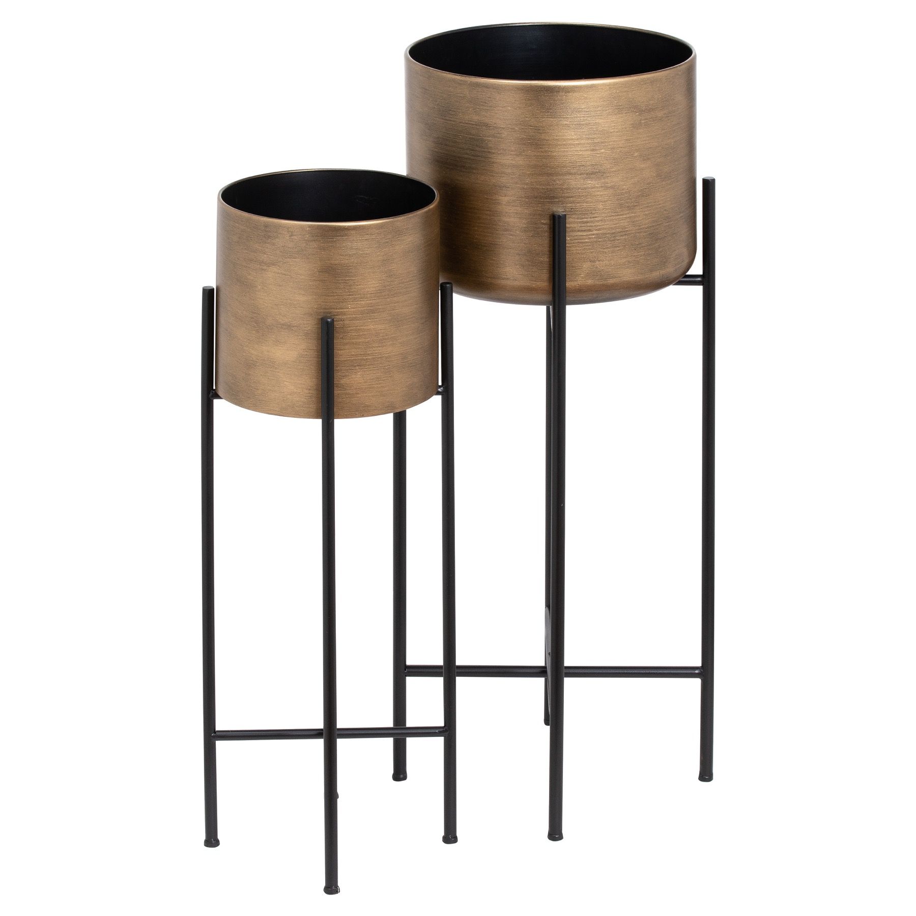 Set Of Two Bronze Planters On Stand | Wholesalehill Interiors Pertaining To Bronze Plant Stands (View 8 of 15)