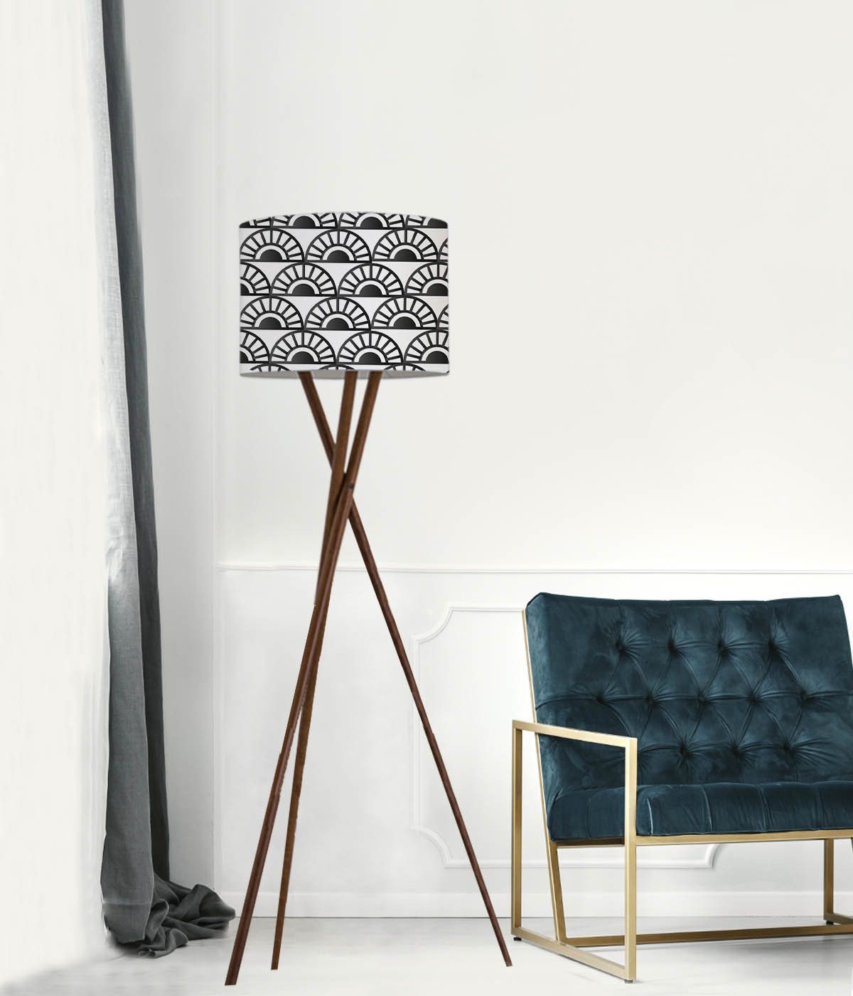 Shade For Chic Black And White Printed Floor Lamp Iéna | Abat Jour Chic  Made In France With Regard To Grey Textured Floor Lamps (View 14 of 15)