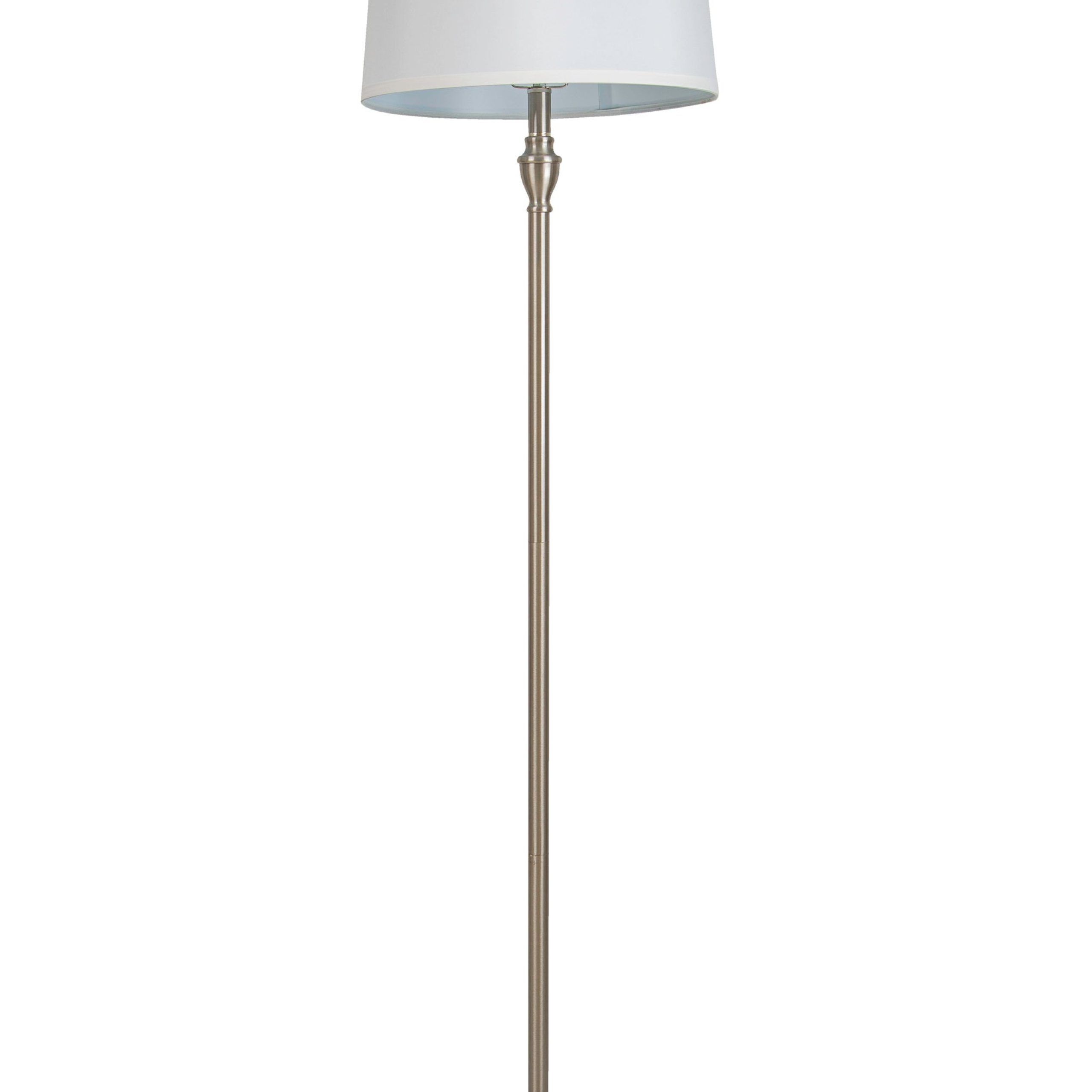 Shop Allen + Roth 60 In Brushed Nickel Metal Floor Lamp With Natural Shade  (plug In 3 Way) At Lowes Throughout Metal Brushed Floor Lamps (View 14 of 15)