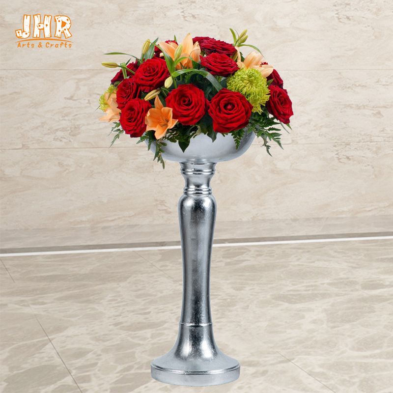 Silver Leaf Fiberglass Flower Bowls Pedestal Plant Stand Wedding Decor –  Buy Silver Leaf Fiberglass Flower Bowls,pedestal Plant Stand,wedding Decor  Product On Alibaba With Regard To Plant Stands With Flower Bowl (View 15 of 15)