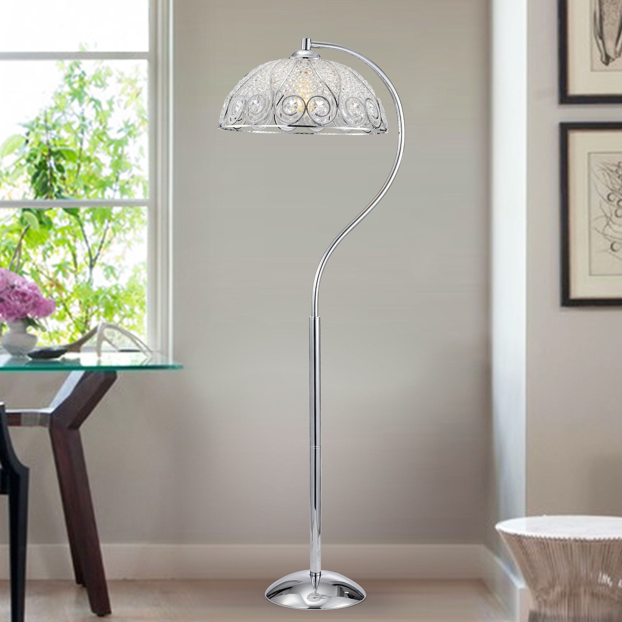 Silver Orchid Wray 1 Light Chrome Floor Lamp – Overstock – 29906464 Pertaining To Silver Chrome Floor Lamps (View 9 of 15)