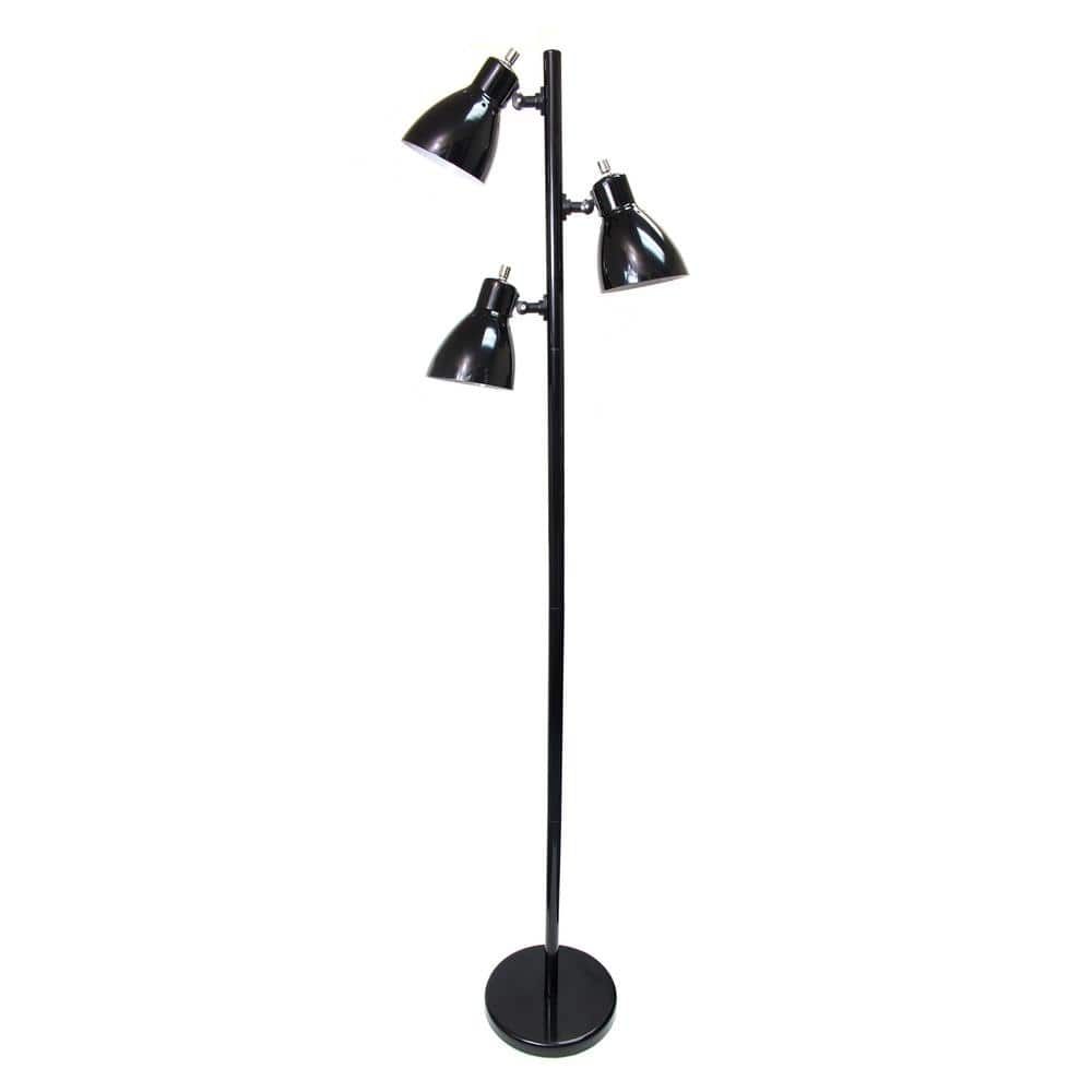 Simple Designs 64 In. Metal 3 Light Tree Black Floor Lamp Lf2007 Blk – The  Home Depot With Regard To 3 Light Floor Lamps (Photo 11 of 15)
