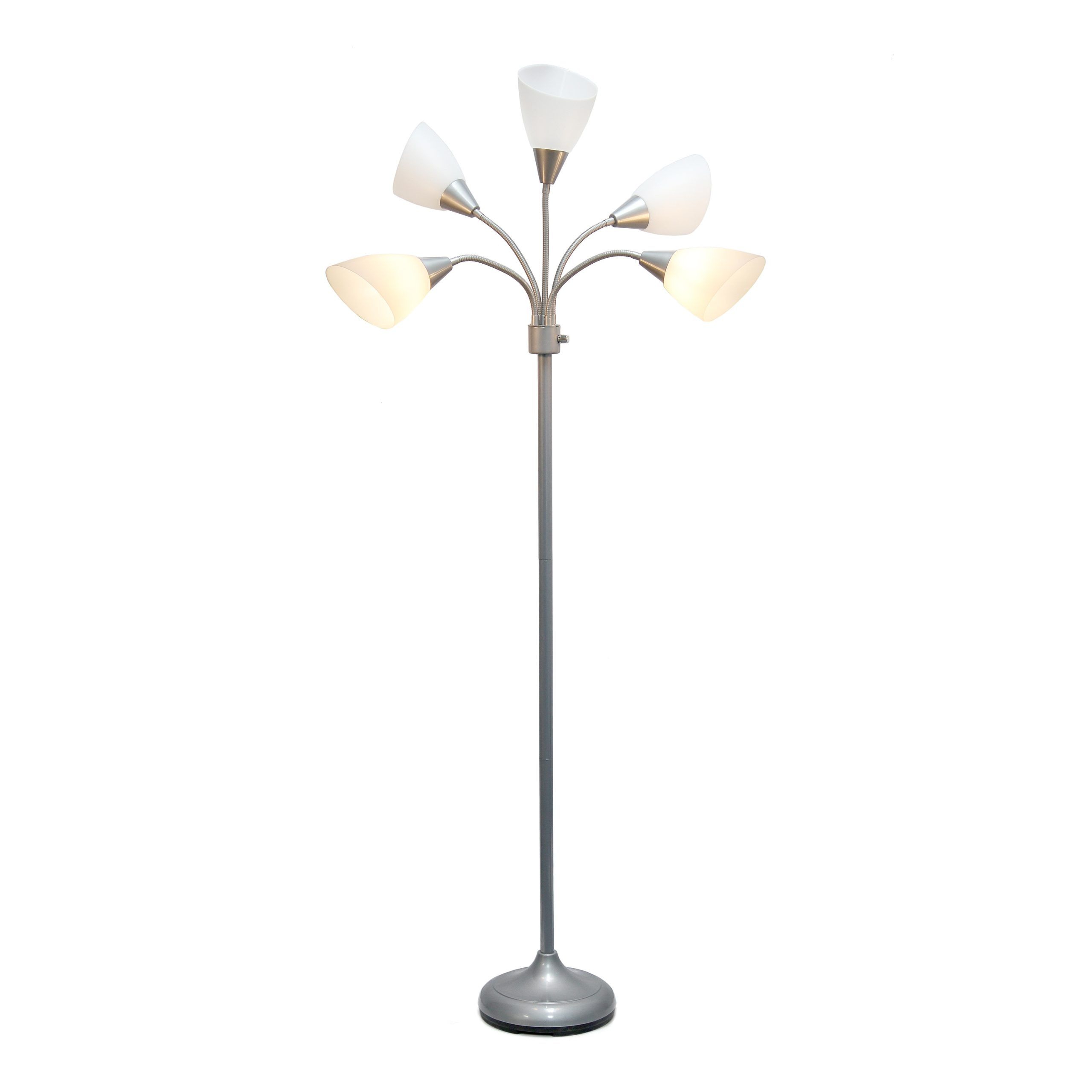 Simple Designs 67 In Silver Multi Head Floor Lamp In The Floor Lamps  Department At Lowes Throughout 5 Light Floor Lamps (View 13 of 15)