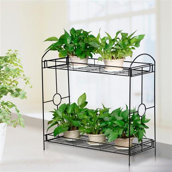 Smilemart 2 Tier Metal Plant Stand W/tray Design And 32 Inch Height Black –  Walmart Regarding 32 Inch Plant Stands (Photo 3 of 15)