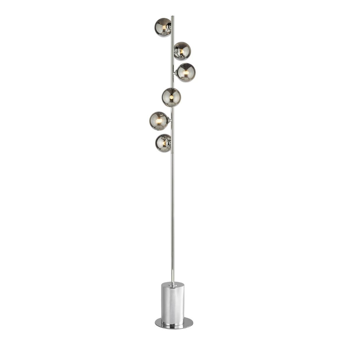 Spiral 6 Light Floor Lamp Polished Chrome Smoked Glass Pertaining To Chrome Floor Lamps (Photo 4 of 15)
