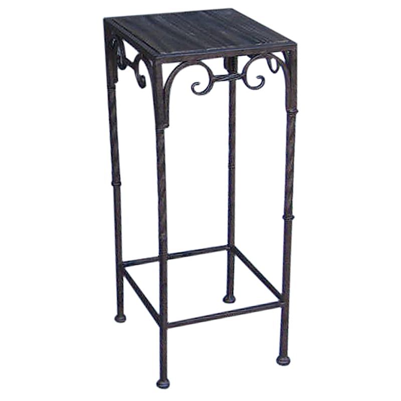 Square Wood Top Plant Stand With Brown Twist Metal Leg, Large | At Home |  The Home Decor & Holiday Superstore Within Square Plant Stands (View 4 of 15)