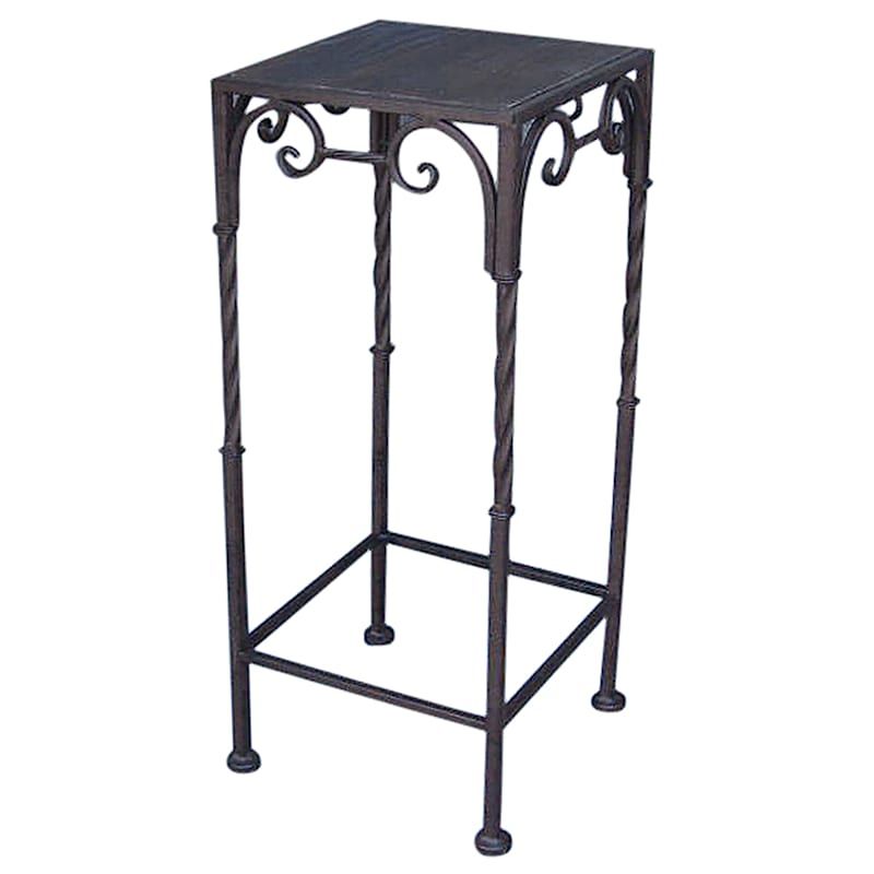 Square Wood Top Plant Stand With Brown Twist Metal Leg, Medium | At Home |  The Home Decor & Holiday Superstore Regarding Iron Square Plant Stands (Photo 9 of 15)