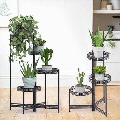 Strong 3/4 Tier Plant Stand Folding Nesting Plant Holder Vintage Garden  Patio | Ebay Intended For 4 Tier Plant Stands (View 5 of 15)