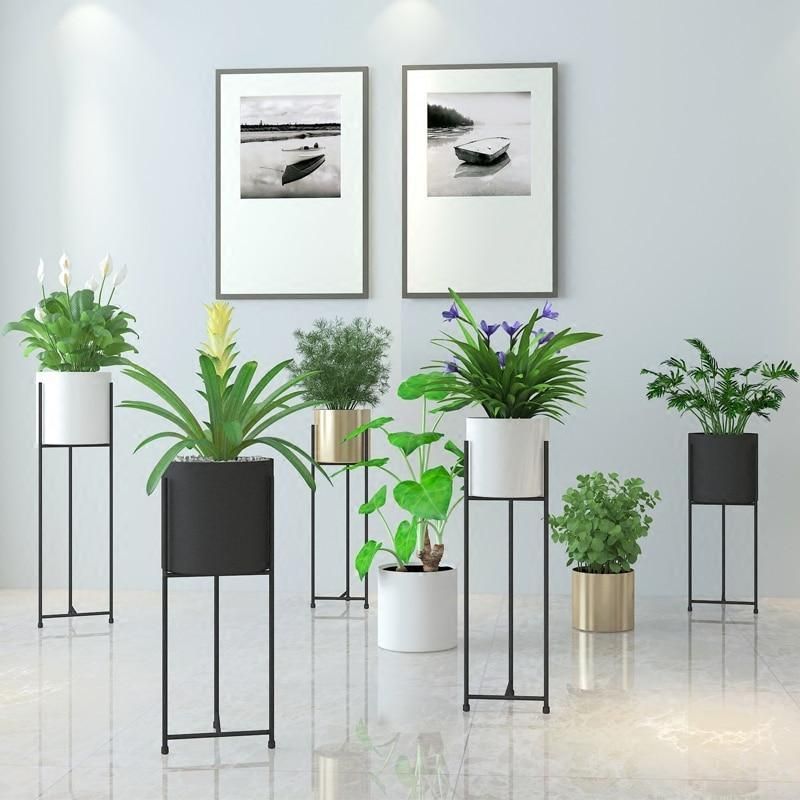 Tall Classy Plant Stand And Pot | Modern Plant Stand, Plant Stand, Tall Plant  Stands In Nickel Plant Stands (View 12 of 15)