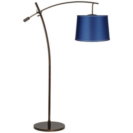Tara Medium Satin Blue Shade Balance Arm Arc Floor Lamp – #17n19 | Lamps  Plus | Arc Floor Lamps, Floor Lamp, Blue Floor Lamps With Regard To Blue Floor Lamps (View 10 of 15)