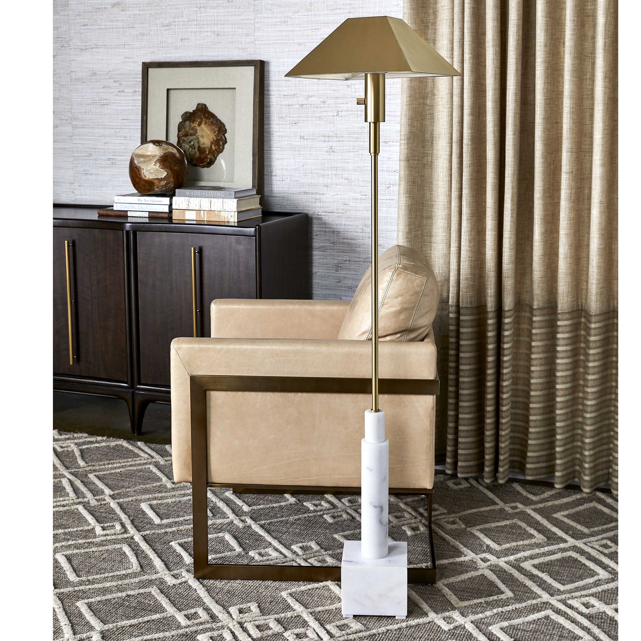 Telescope Floor Lamp – White Marble/brass | Uttermost With Marble Base Floor Lamps (Photo 14 of 15)