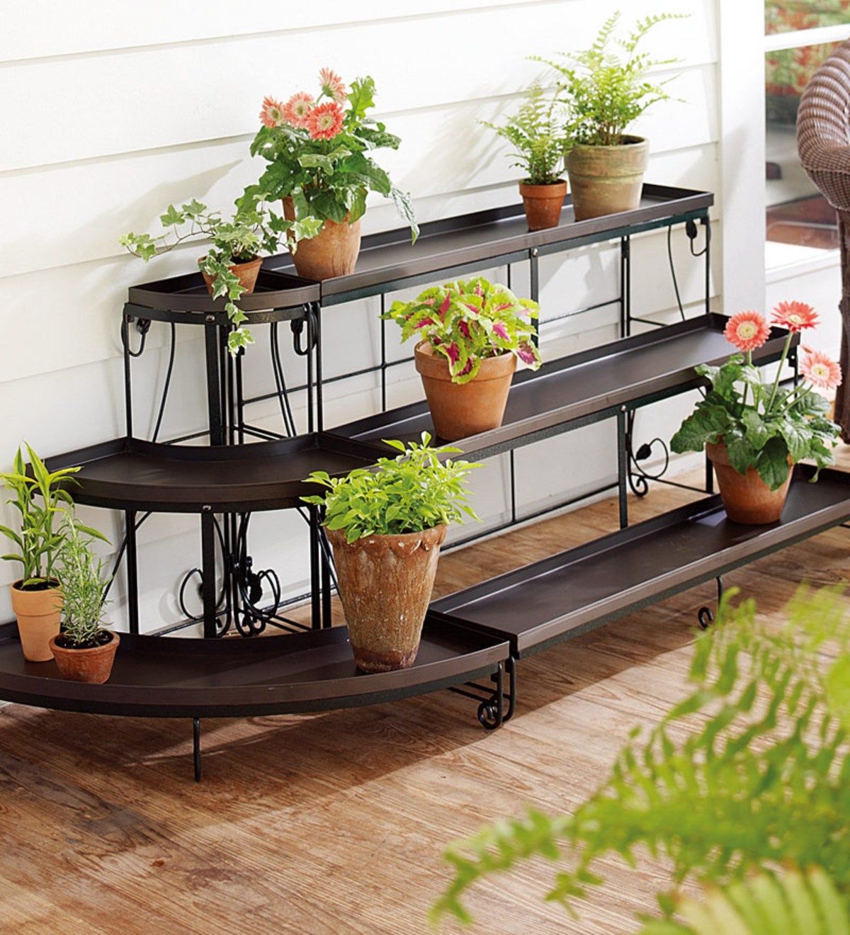 Three Tier Embellished Steel Plant Stand Set | Plowhearth Inside Three Tier Plant Stands (View 9 of 15)