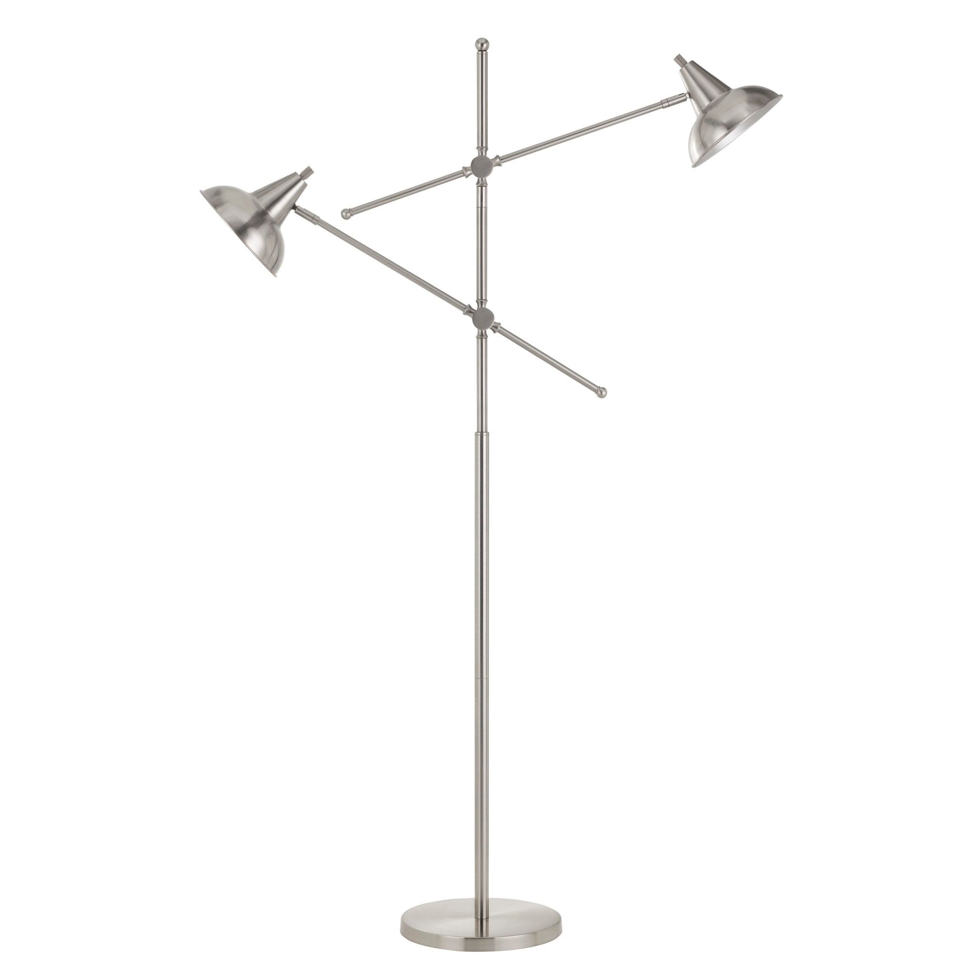 Tubular Metal Body Floor Lamp With 2 Adjustable Arms, Silver – Walmart Inside 2 Arm Floor Lamps (View 15 of 15)