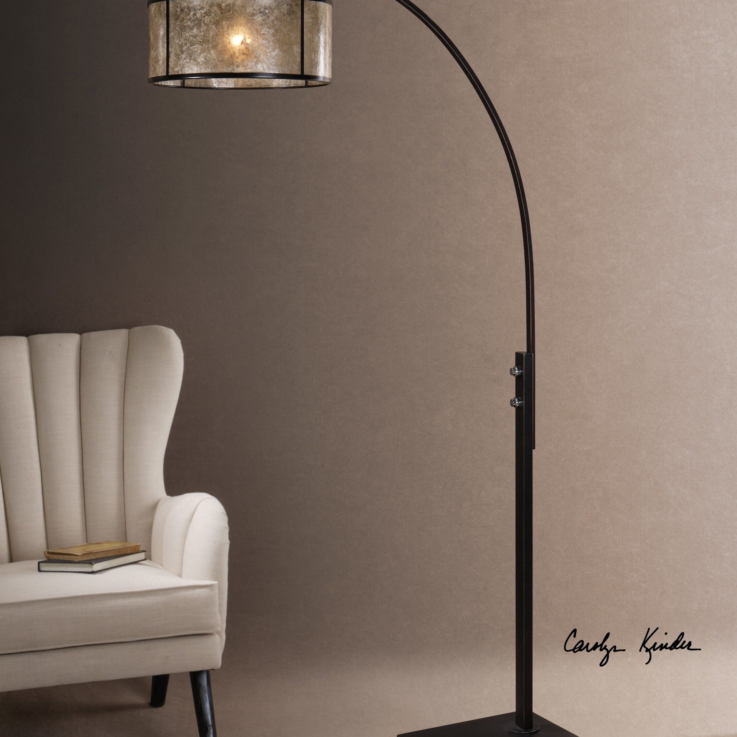 Uttermost 28597 1 Oil Rubbed Bronze Cairano 1 Light 80" Tall Floor Lamp  With Brown Metal Shade – Lightingdirect Inside Brown Floor Lamps (Photo 15 of 15)