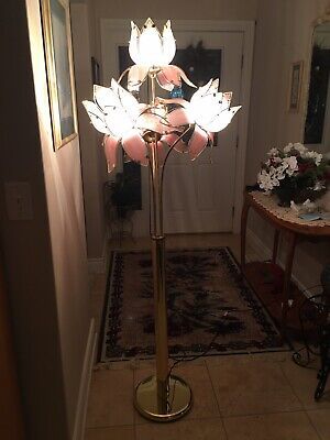 Vintage Anthony's California Pink Lotus Flower Brass Floor Lamp | Ebay Regarding Flower Floor Lamps (Photo 5 of 15)