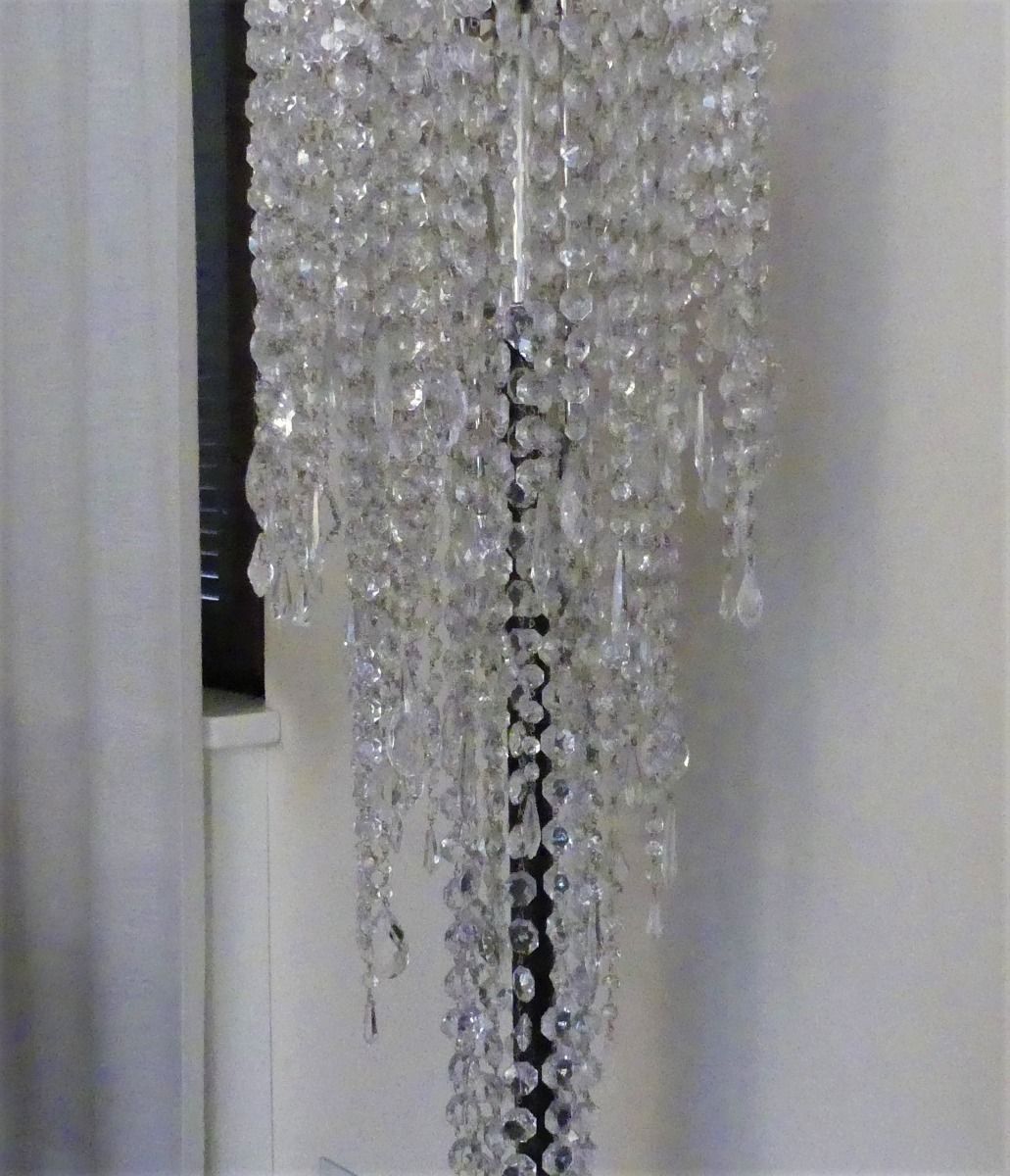 Vintage Floor Lamp With Cascading Crystal Drops Throughout Crystal Bead Chandelier Floor Lamps (View 14 of 15)