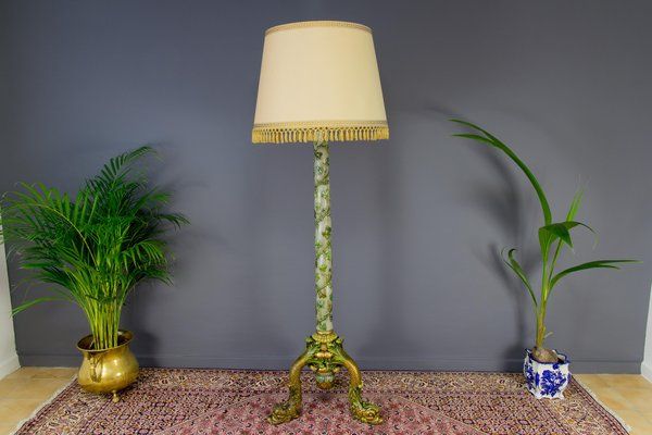 Vintage Italian Grotto Style Floor Lamp In Carved And Painted Wood For Sale  At Pamono In Carved Pattern Floor Lamps (View 8 of 15)