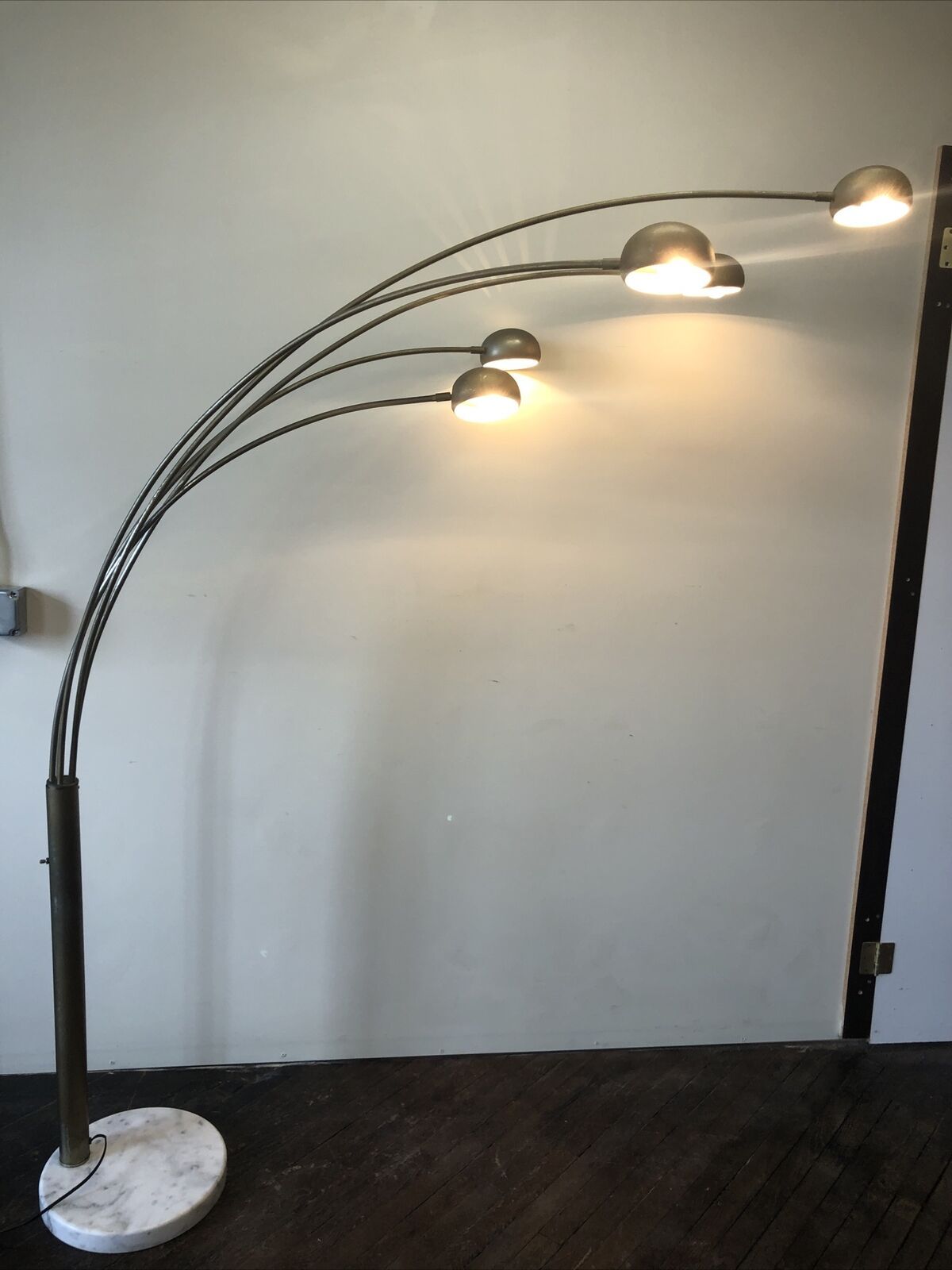 Vintage Mcm 5 Light Arc Floor Lamp Aged Brass W/ Marble Base | Ebay Regarding 5 Light Arc Floor Lamps (Photo 4 of 15)