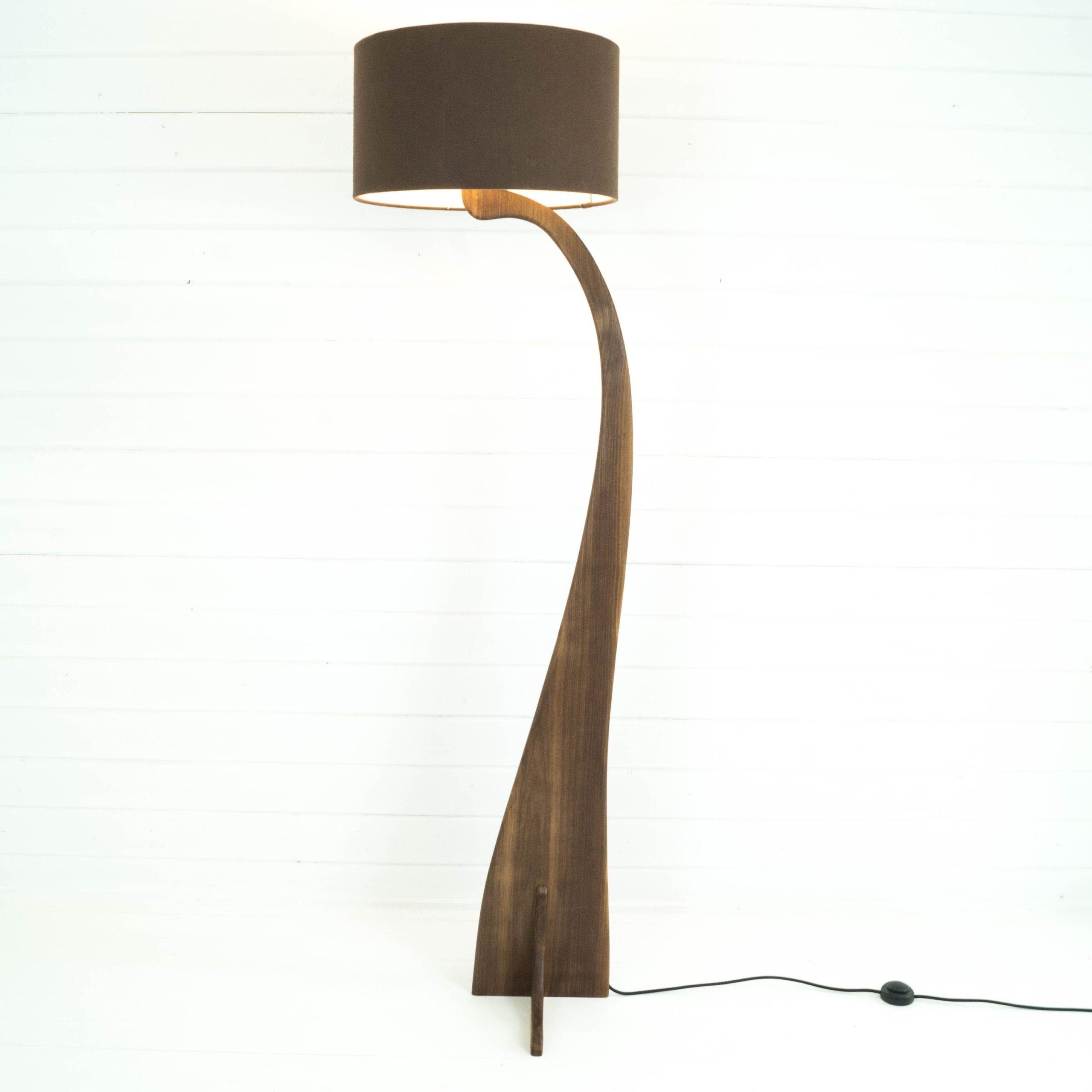 Walnut Floor Lamp Solid Wood Unique Contemporary Design – Etsy Uk Intended For Walnut Floor Lamps (View 3 of 15)