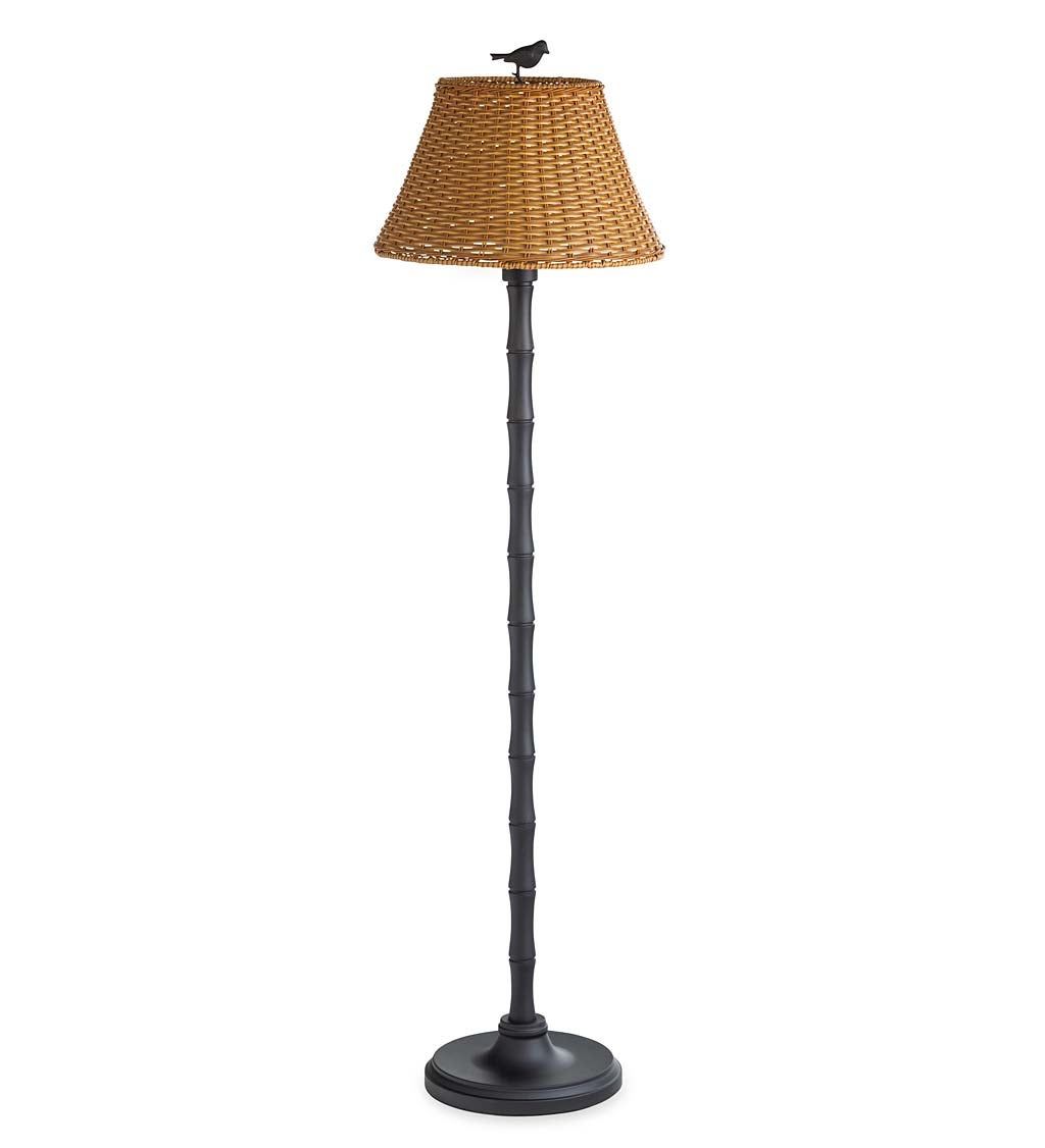 Waterproof Outdoor Wicker Floor Lamp – Brown | Plowhearth With Brown Floor Lamps (View 9 of 15)