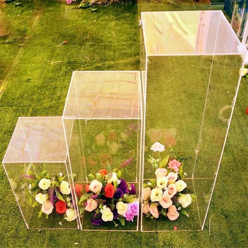 Wedding Flower Stand Acrylic Crystal Clear Square Column Wedding Decoration  Flower Frame Road Decoration Column Party Supplies|party Diy Decorations| –  Aliexpress With Regard To Crystal Clear Plant Stands (View 14 of 15)