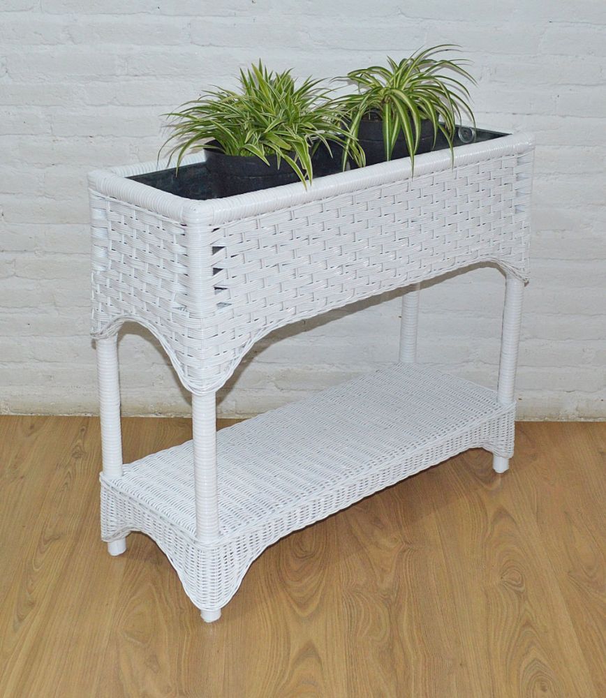 Wicker Plant Stand Tiffany Window Box Style White Regarding Plant Stands With Flower Box (Photo 14 of 15)