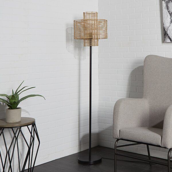Wicker Rattan Floor Lamp | Wayfair Within Rattan Floor Lamps (Photo 4 of 15)
