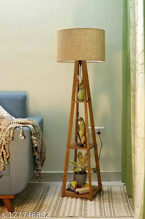 Wooden Floor Lamp With 3 Tier Shelf For Home Decor || Living Room || Bed  Room With Regard To 3 Tier Floor Lamps (Photo 11 of 15)
