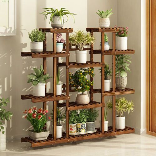 X Large Wooden Plant Stand Indoor Outdoor Patio Garden Planter Flower Pot  Shelf | Ebay Pertaining To Outdoor Plant Stands (View 12 of 15)