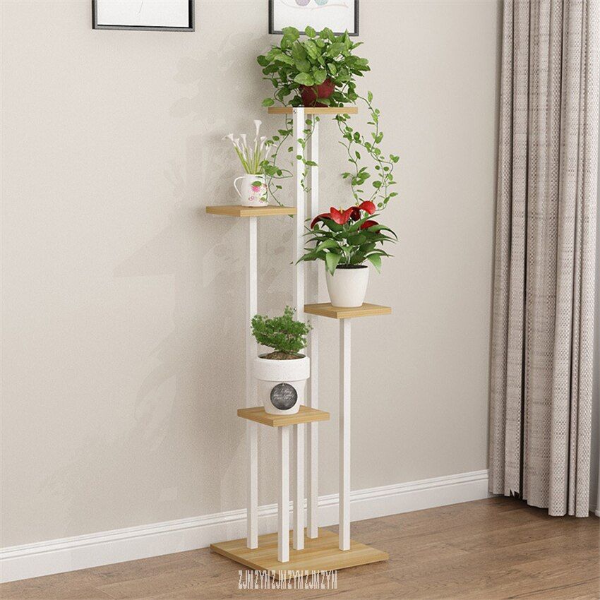 Zd14 Tier Wood Plant Shelf Pergola Particle Board Steel Frame Floor Type Wood  Flower Rack Living Room Balcony Flowerpot Holder – Plant Cages & Supports –  Aliexpress Throughout Particle Board Plant Stands (Photo 12 of 15)