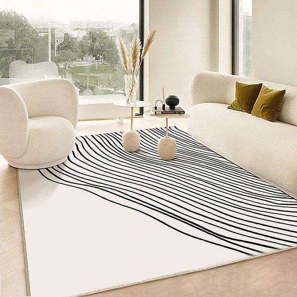 8' X 10' Multipurpose Rectangular Contemporary Low Key Black & White Area  Rug Homary For Black And White Rugs (View 12 of 15)
