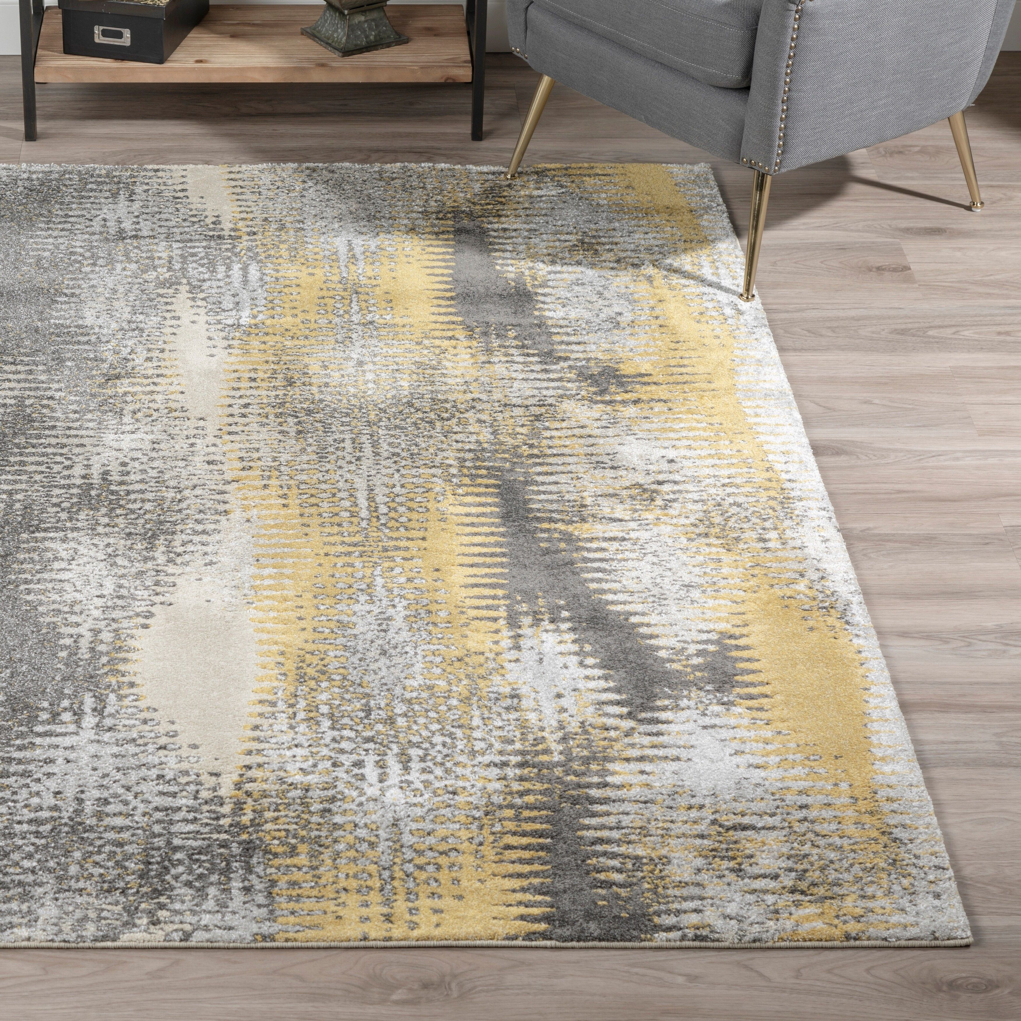 Addison Rugs Platinum Collection Dynamic Abstract Yellow/grey/ivory Indoor  Rectangular Area Rug (5undefined3 X 7undefined7) –  5undefined3"x7undefined7" – On Sale – Overstock – 18611350 With Yellow Ivory Rugs (View 13 of 15)