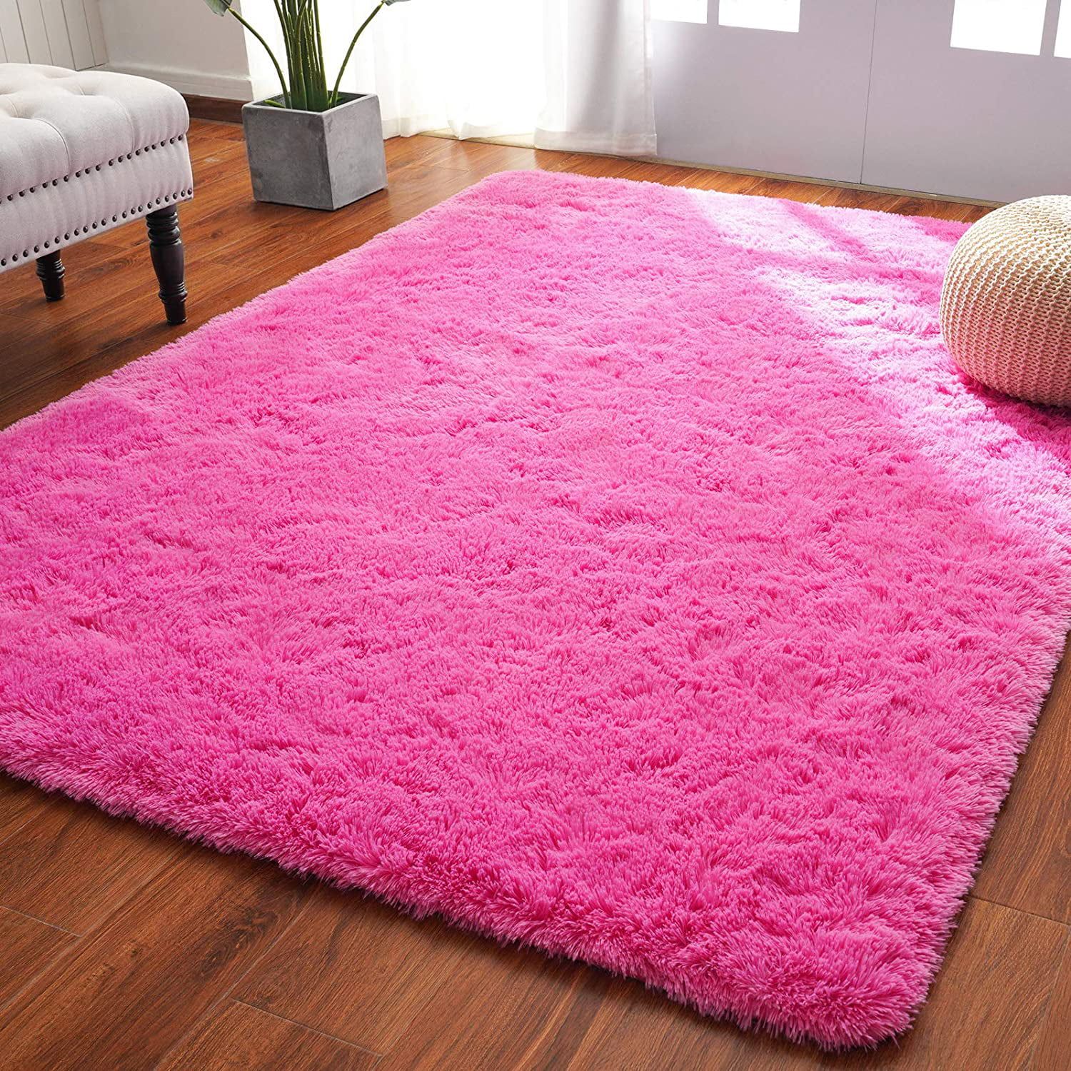 Arogan Super Soft Fluffy Area Rug For Living Room, Shaggy Carpet For  Bedroom Nursery Room,6'x9',hot Pink – Walmart Intended For Pink Soft Touch Shag Rugs (Photo 3 of 15)