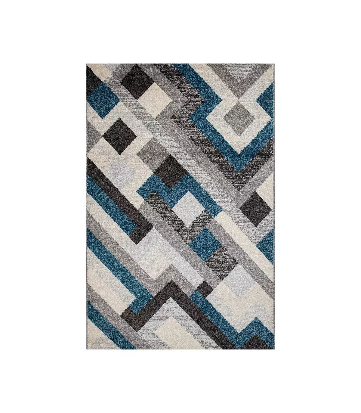 Art – Geometric Rug With A Modern Blue Design With Regard To Blue Rugs (Photo 15 of 15)