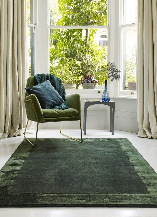 Ascot Green Rug – Stylish Plain Wool Rugs – Express Rugs With Green Rugs (View 8 of 15)