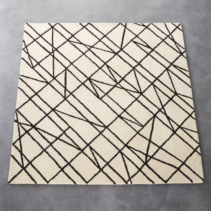 Black Line Work Ivory Rug Intended For Ivory And Black Rugs (View 13 of 15)