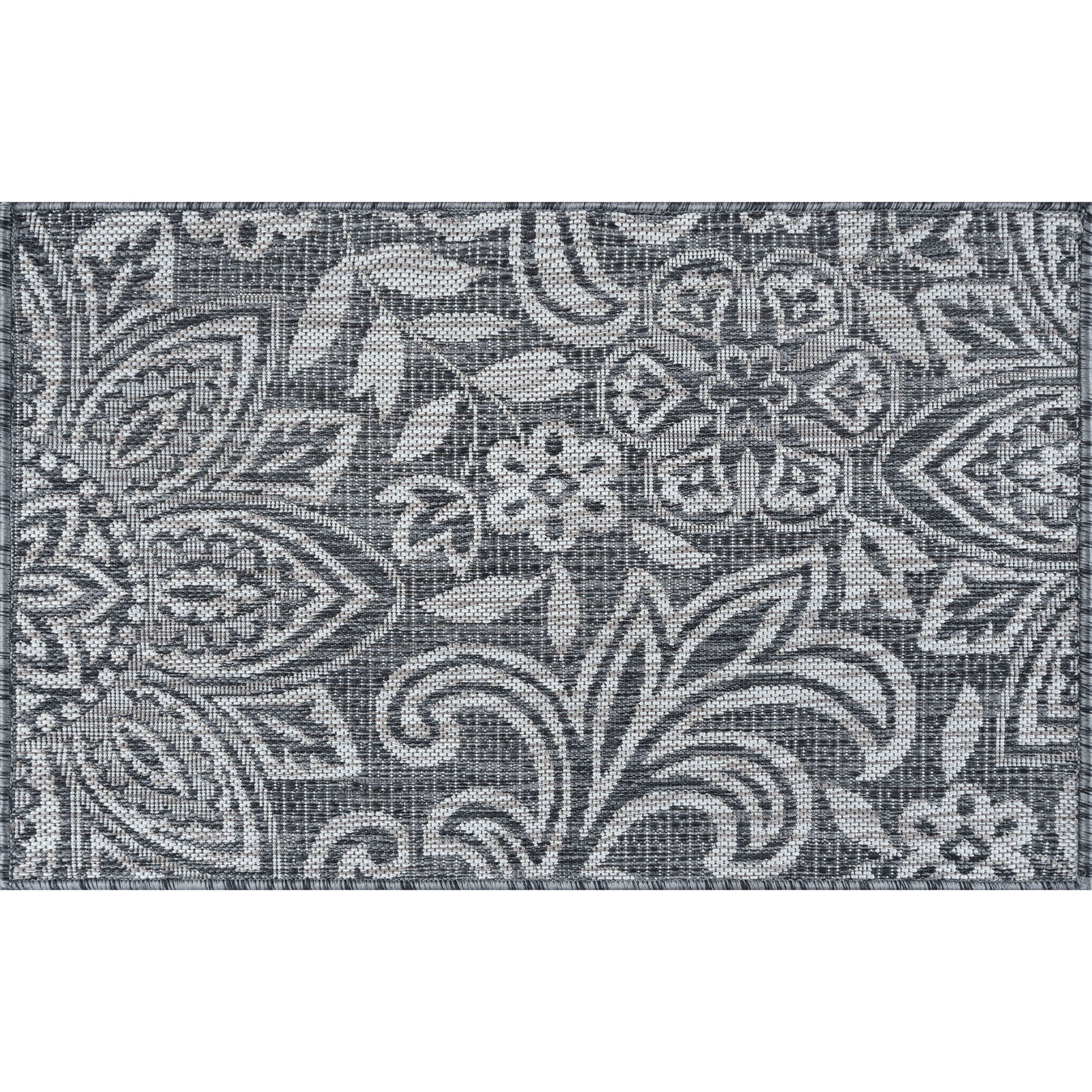 Bliss Rugs 2' X 3' Charcoal And Light Gray Floral Outdoor Rug – Walmart Within Charcoal Outdoor Rugs (Photo 15 of 15)