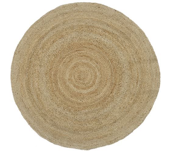 Border Round Braided Jute Rug | Pottery Barn Throughout Border Round Rugs (Photo 13 of 15)