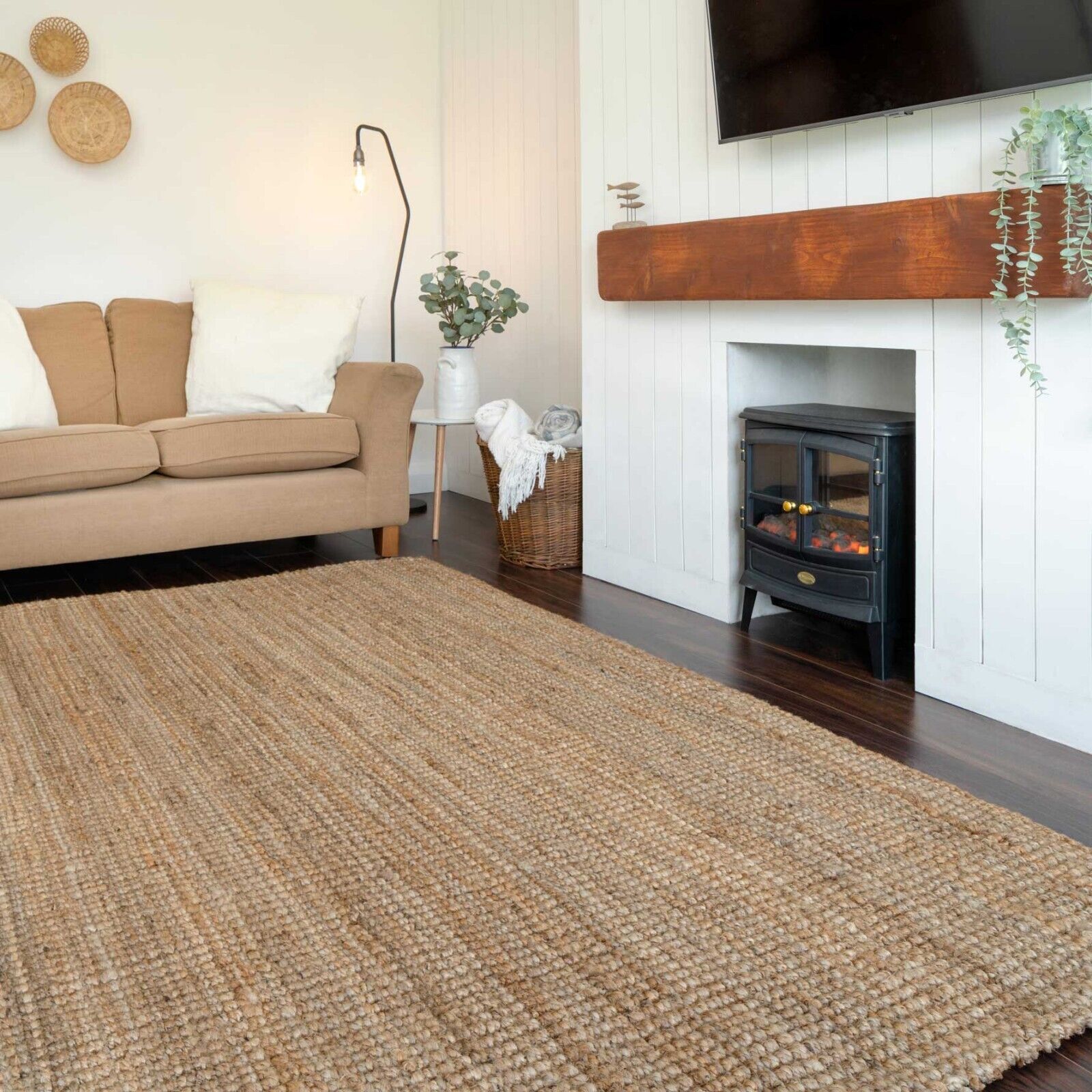 Boucle Jute Natural Jute Rug For Living Room Large Small Sizes High Quality  Mat | Ebay Within Jute Rugs (View 10 of 15)