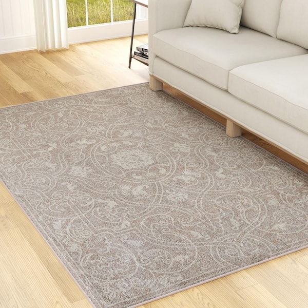 Brookside Beige 9 Ft. X 12 Ft. Vintage Oriental Lattice Area Rug  Bs01c2irg0912be – The Home Depot Throughout Lattice Oval Rugs (Photo 12 of 15)