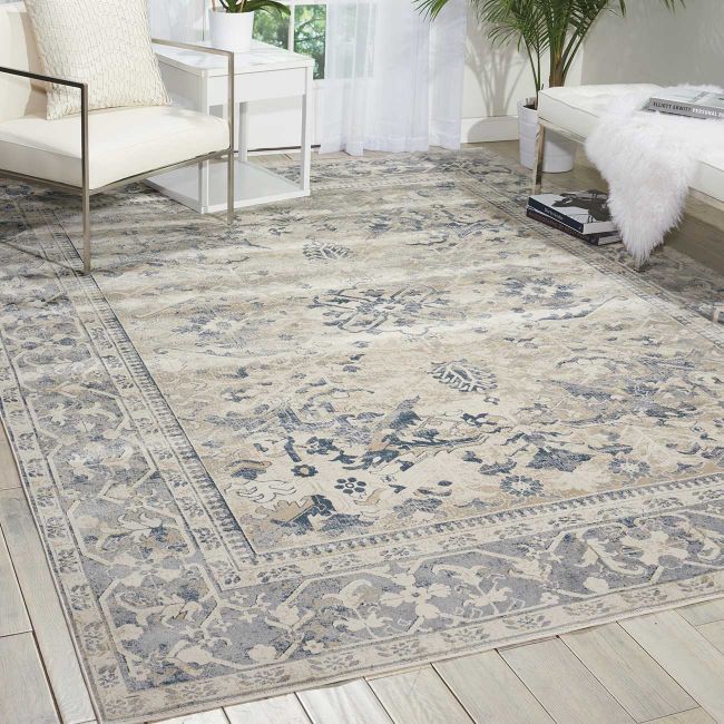 Buy Ki25 Malta Mai05 Ivory/blue Rug Therugshopuk Intended For Ivory Blue Rugs (View 7 of 15)