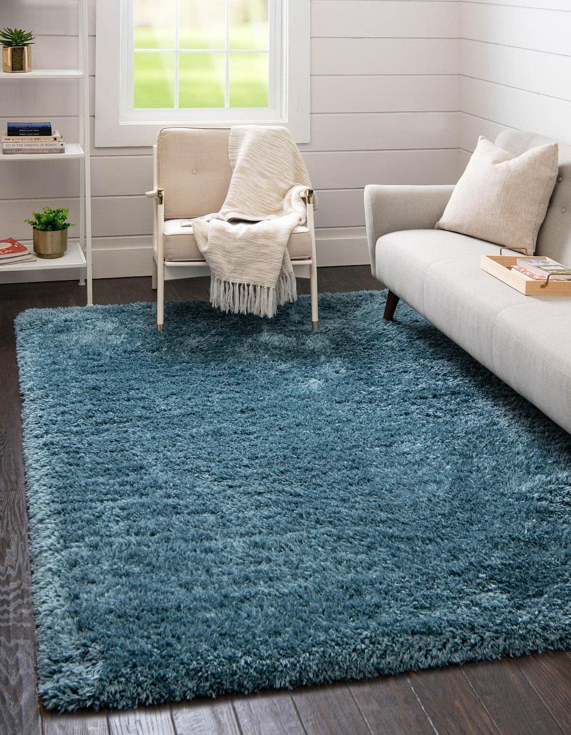 Buy Rugs Infinity Collection Solid Shag Area Rug 4' X 6' Aegean Blue Shag  Rug Perfect For Living Rooms, Large Dining Rooms, Open Floorplans Online At  Lowest Price In Ubuy India (View 5 of 15)