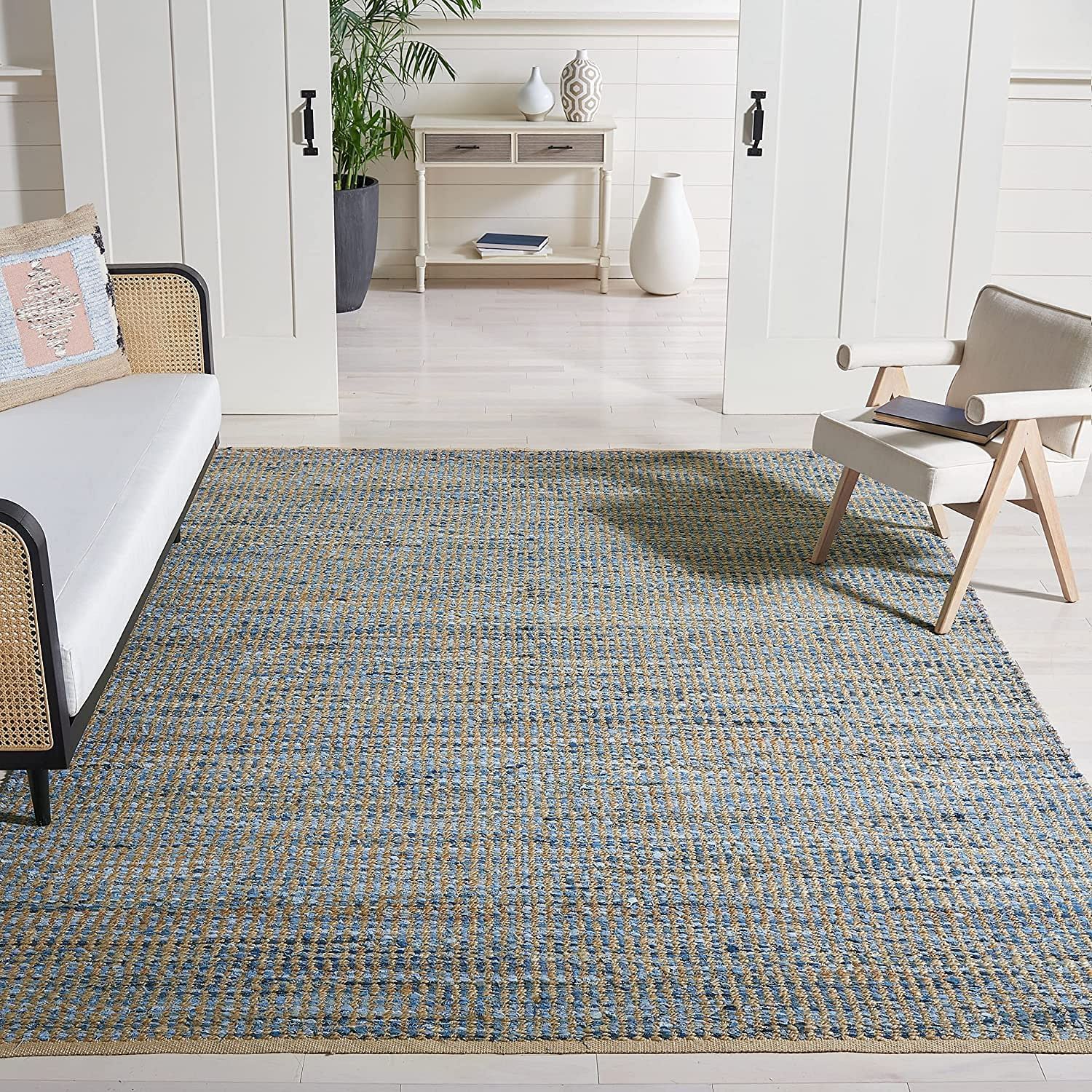 Buy Safavieh Cape Cod Collection Cap352a Handmade Flatweave Coastal Braided  Jute Area Rug, 8' X 8' Square, Natural Blue Online At Lowest Price In Ubuy  India. B0792mhxgq Within Coastal Square Rugs (Photo 4 of 15)