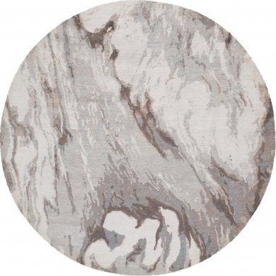 Calacatta Round Grey/brown/neutral Abstract Wool & Bamboo Silk Rugthe  Rug Company | The Rug Company Throughout Gray Bamboo Round Rugs (Photo 15 of 15)