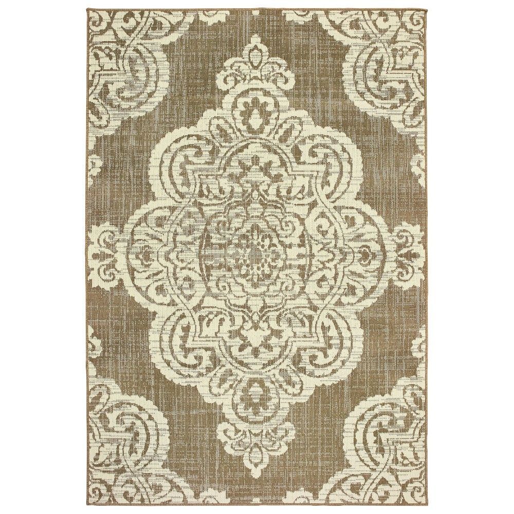 Captiv8e Designs 9x13 Madeline Overscale Medallion Patio Rug Tan/ivory |  Connecticut Post Mall Throughout Ivory Madeline Rugs (View 2 of 15)