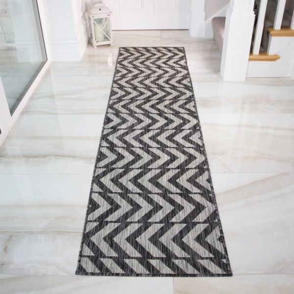 Charcoal Geometric Outdoor Runner Rug | Habitat | Kukoon Rugs Online Intended For Charcoal Outdoor Rugs (View 3 of 15)
