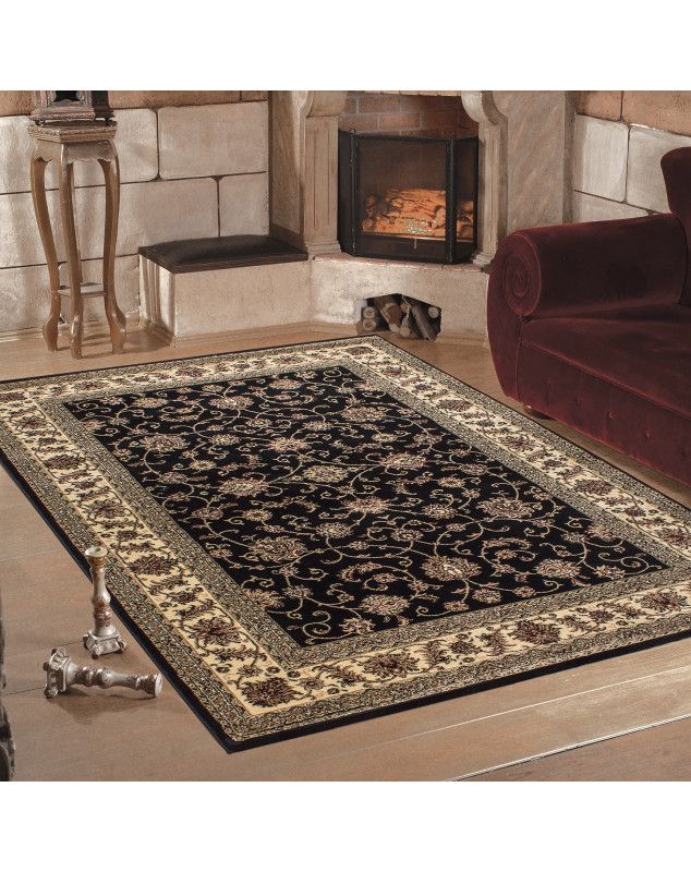 Classical Oriental Living Room Rug Marrakesh 0210 Black Size 80x150 Cm Inside Classical Rugs (View 13 of 15)