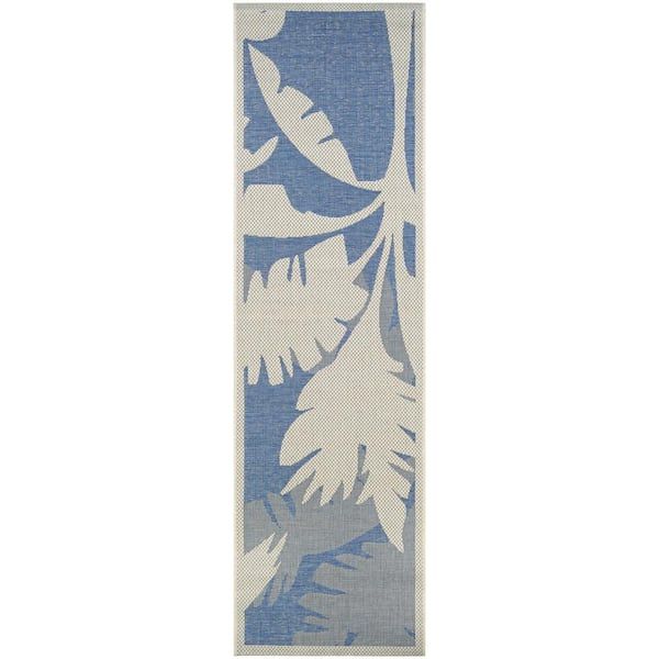 Couristan Monaco Coastal Flora Ivory Sapphire 2 Ft. X 8 Ft. Indoor/outdoor Runner  Rug 22163143023710u – The Home Depot Pertaining To Coastal Runner Rugs (Photo 3 of 15)